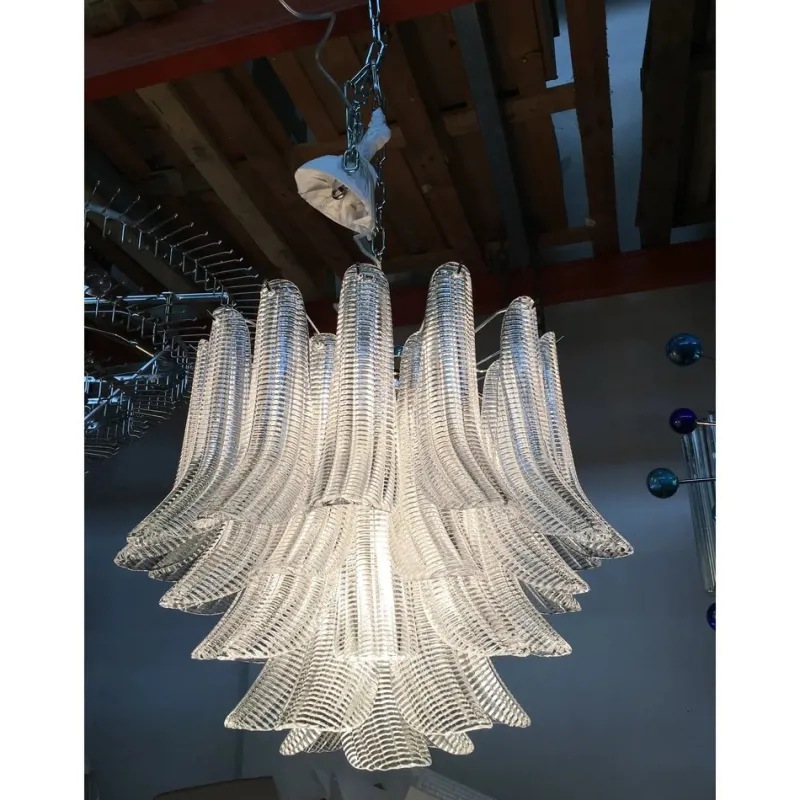 Pamono Sputnik Chandelier with Clear Seghettata Italian Glass by Simoeng> Ceiling Lights