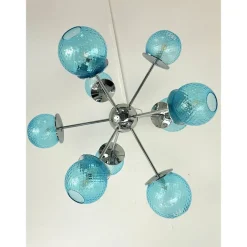 Pamono Sputnik Light-Blue Ballotton Murano Glass Chandelier by Simoeng> Ceiling Lights