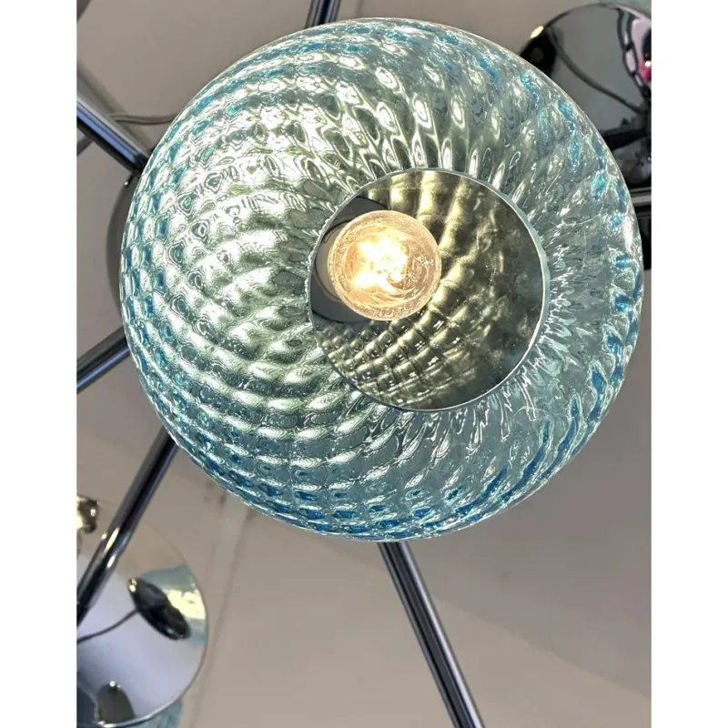 Pamono Sputnik Light-Blue Ballotton Murano Glass Chandelier by Simoeng> Ceiling Lights