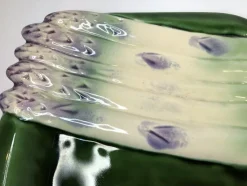 Pamono Square Barbotine Asparagus Plates by Marcel Guillot, Set of 12