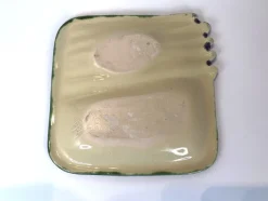 Pamono Square Barbotine Asparagus Plates by Marcel Guillot, Set of 12