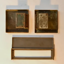 Pamono Square Bronze Push and Pull Door Handles and Letterbox, Set of 3><noscript><img width=