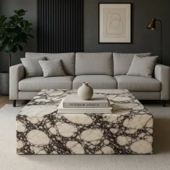Hot Pamono Square Marble Coffee Table in Calacatta Viola Marble by Andrea Grasso