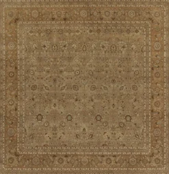 New Pamono Square Rug in Beige-Brown Floral Patterns from R&K Principal Jahanshah Nazmiyal