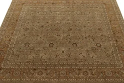 New Pamono Square Rug in Beige-Brown Floral Patterns from R&K Principal Jahanshah Nazmiyal