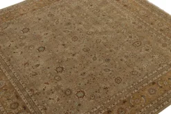 New Pamono Square Rug in Beige-Brown Floral Patterns from R&K Principal Jahanshah Nazmiyal