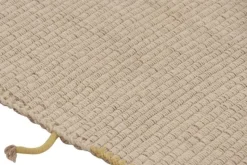 Hot Pamono Square Rug with Textural Cream and Yellow Stripes from R&K Principal Jahanshah Nazmiyal