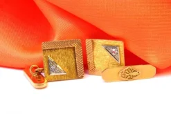 Pamono Square Shaped Gold Cufflinks, Set of 2> Cufflinks