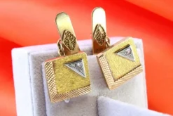 Pamono Square Shaped Gold Cufflinks, Set of 2> Cufflinks