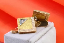 Pamono Square Shaped Gold Cufflinks, Set of 2><noscript><img width=