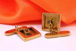 Pamono Square Shaped Gold Cufflinks, Set of 2><noscript><img width=