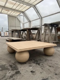 Hot Pamono Square Stone Coffee Table with Ball Sphere Base by My Habitat Design