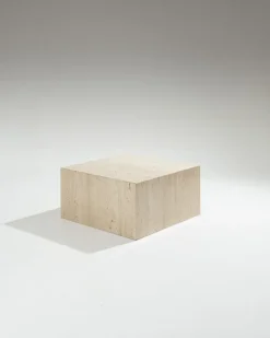 Pamono Square Travertine Coffee Table, 1970s><noscript><img width=