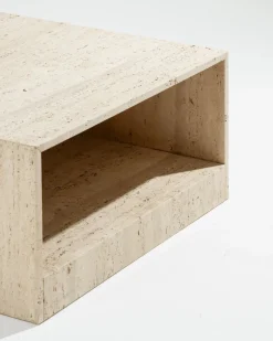 Pamono Square Travertine Coffee Table, 1970s><noscript><img width=