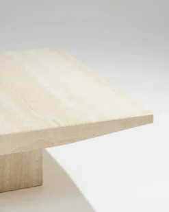 Clearance Pamono Square Travertine Coffee Table, 1970s