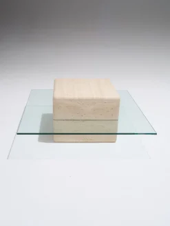Online Pamono Square Travertine Saturn Coffee Table, 1980s