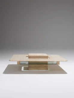 Online Pamono Square Travertine Saturn Coffee Table, 1980s