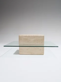 Online Pamono Square Travertine Saturn Coffee Table, 1980s