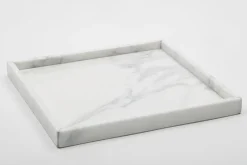 Clearance Pamono Squared White Carrara Marble Tray from Fiammettav Home Collection