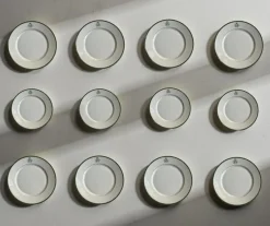 Pamono SS Monogramed Desert and Flat Plates with Gold Trim by Bareuther Bavaria, Germany,1930s, Set of 12><noscript><img width=