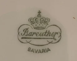 Pamono SS Monogramed Desert and Flat Plates with Gold Trim by Bareuther Bavaria, Germany,1930s, Set of 12><noscript><img width=