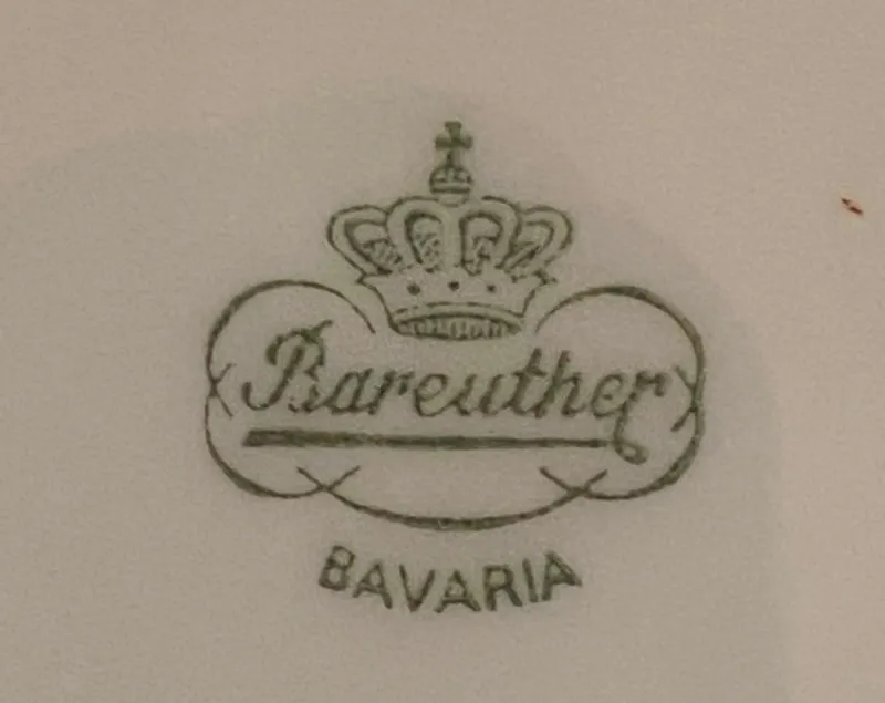 Pamono SS Monogramed Desert and Flat Plates with Gold Trim by Bareuther Bavaria, Germany,1930s, Set of 12> Dinner Plates & Bowls