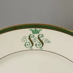 Clearance Pamono SS Monogramed Set of Plates with Gold Trim by Bareuther Bavaria, 1930s, Set of 40