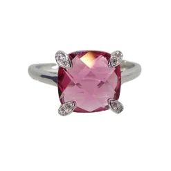 Pamono 21st Century Solitaire Ring in Ruby ​​Root and Zircons and 925 Sterling Silver, Italy, 2010s> Rings