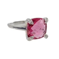 Pamono 21st Century Solitaire Ring in Ruby ​​Root and Zircons and 925 Sterling Silver, Italy, 2010s> Rings