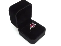 Pamono 21st Century Solitaire Ring in Ruby ​​Root and Zircons and 925 Sterling Silver, Italy, 2010s><noscript><img width=