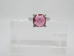 Pamono 21st Century Solitaire Ring in Ruby ​​Root and Zircons and 925 Sterling Silver, Italy, 2010s><noscript><img width=