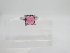 Pamono 21st Century Solitaire Ring in Ruby ​​Root and Zircons and 925 Sterling Silver, Italy, 2010s><noscript><img width=