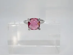 Pamono 21st Century Solitaire Ring in Ruby ​​Root and Zircons and 925 Sterling Silver, Italy, 2010s><noscript><img width=