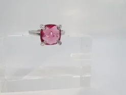 Pamono 21st Century Solitaire Ring in Ruby ​​Root and Zircons and 925 Sterling Silver, Italy, 2010s><noscript><img width=