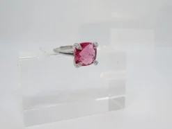 Pamono 21st Century Solitaire Ring in Ruby ​​Root and Zircons and 925 Sterling Silver, Italy, 2010s><noscript><img width=