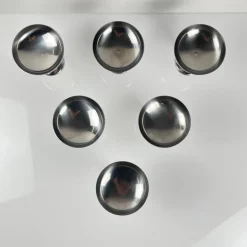 Pamono Stainless Steel Ice Cream Cups with Spoons by Guy Degrenne, 1970s, Set of 12><noscript><img width=