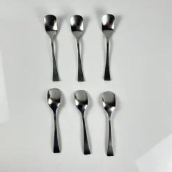 Pamono Stainless Steel Ice Cream Cups with Spoons by Guy Degrenne, 1970s, Set of 12><noscript><img width=