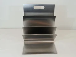 Pamono Stainless Steel Magazine Rack by Xavier Feal for Inux Industrie, 1970s><noscript><img width=