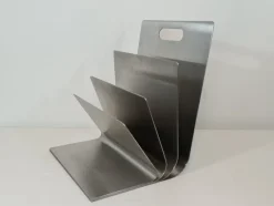 Pamono Stainless Steel Magazine Rack by Xavier Feal for Inux Industrie, 1970s><noscript><img width=