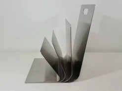 Pamono Stainless Steel Magazine Rack by Xavier Feal for Inux Industrie, 1970s><noscript><img width=