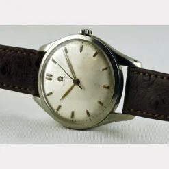 Pamono Stainless Steel Manual Winding Jumbo Watch from Omega, Switzerland, 1940s><noscript><img width=