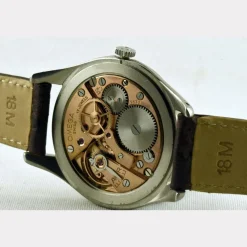 Pamono Stainless Steel Manual Winding Jumbo Watch from Omega, Switzerland, 1940s><noscript><img width=