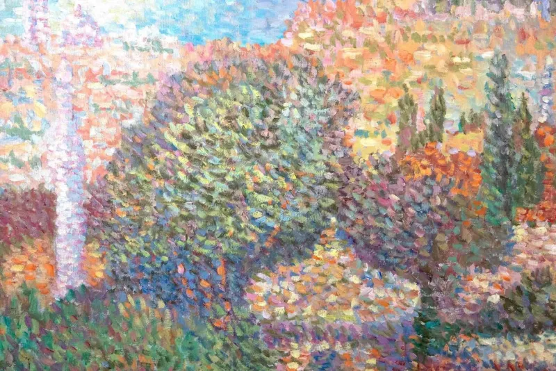 Best Pamono Stan Reszka, Pointillist View of Istanbul, Oil on Canvas, 1951