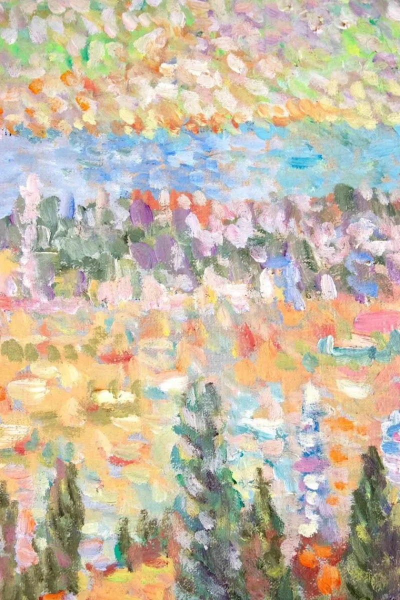 Best Pamono Stan Reszka, Pointillist View of Istanbul, Oil on Canvas, 1951