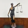 Pamono Statue of Lady Justice, 1920s-1940s, Bronze with Marble Base> Art Deco