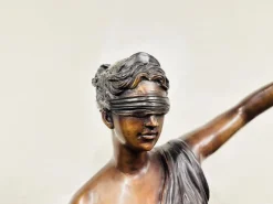 Pamono Statue of Lady Justice, 1920s-1940s, Bronze with Marble Base><noscript><img width=