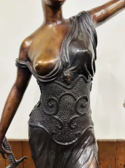 Pamono Statue of Lady Justice, 1920s-1940s, Bronze with Marble Base><noscript><img width=