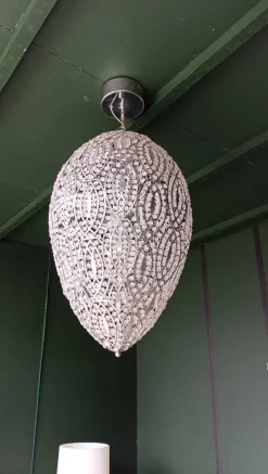 Pamono Steel & Crystal Egg Arabesque 156 Ceiling Lamp from Vgnewtrend> Ceiling Lights