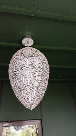 Pamono Steel & Crystal Egg Arabesque 156 Ceiling Lamp from Vgnewtrend> Ceiling Lights