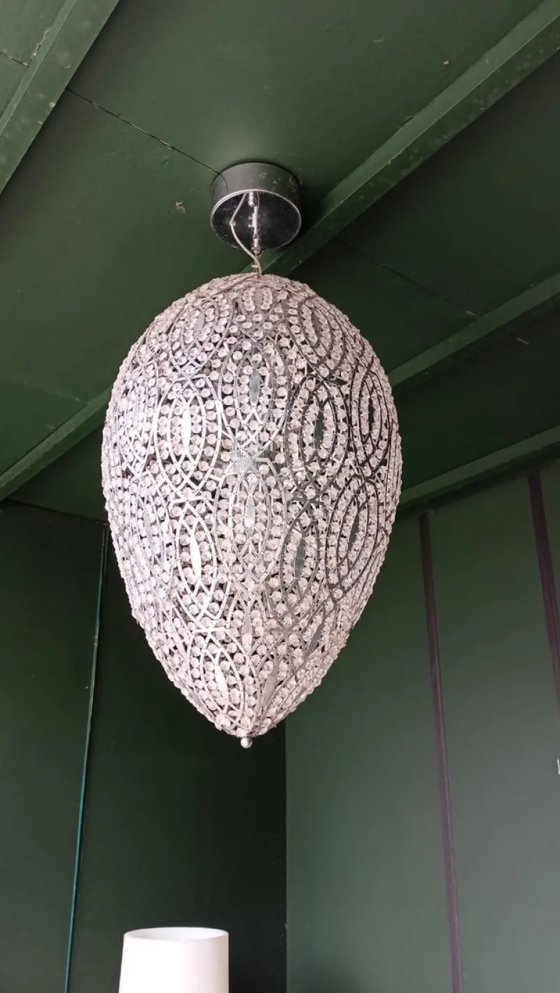 Sale Pamono Steel & Crystal Egg Arabesque 119 Ceiling Lamp from Vgnewtrend